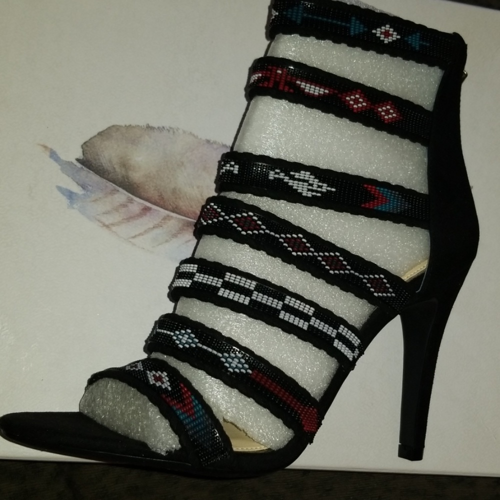 Black Microsuede 4inch heeled sandals